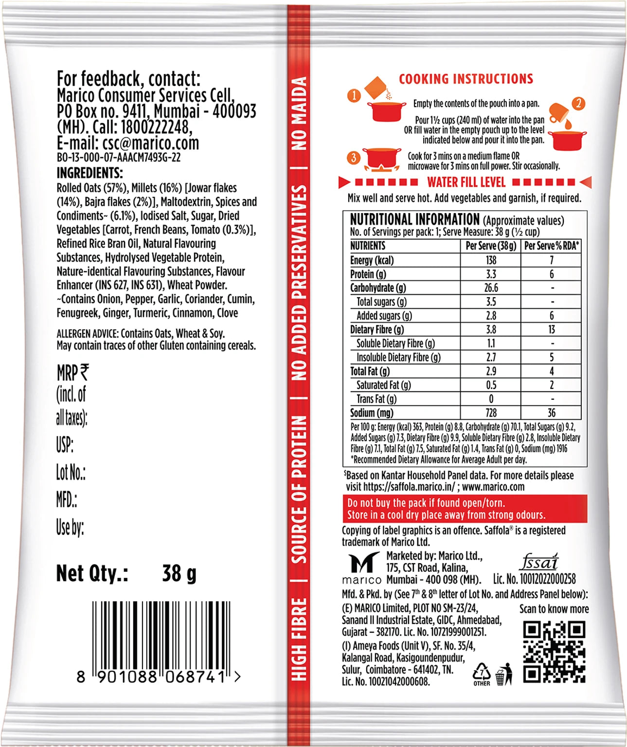Saffola Masala Oats – Tomato Flavour